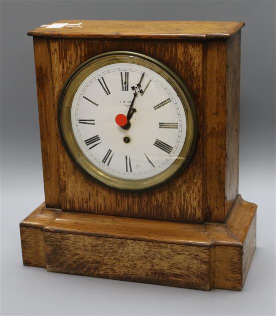 A French oak mantel timepiece height 40cm